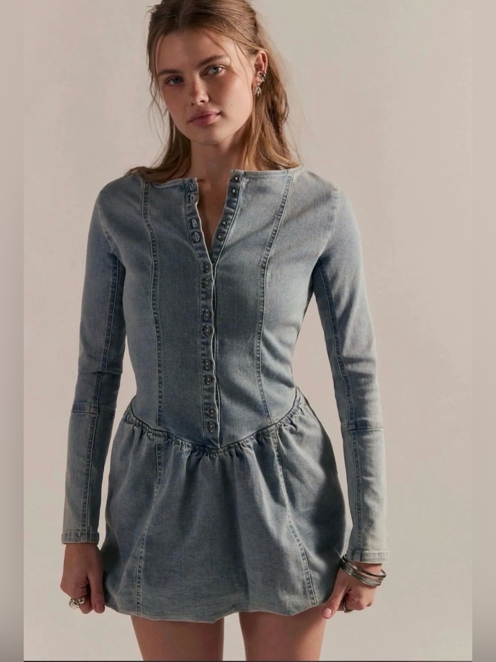 Free People Roadhouse Denim Mini Dress NWT
